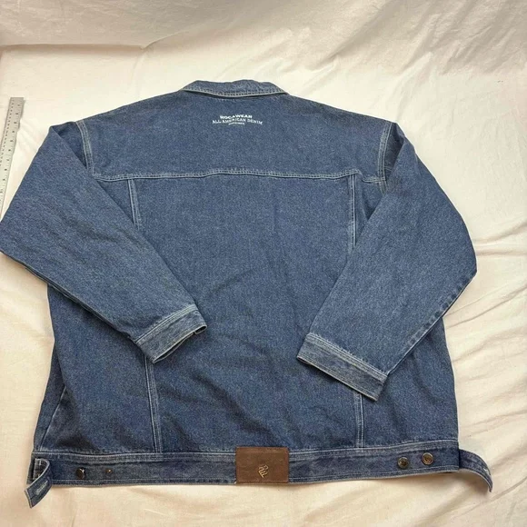 ROCAWEAR Mens Denim Jacket Blue 3X Button Front All American Logo Cotton